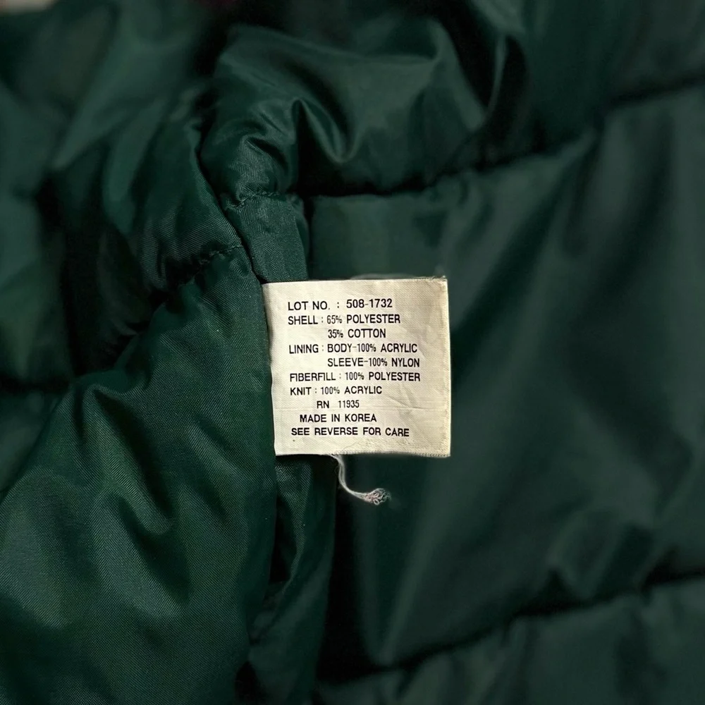 Vintage 90s St John's Bay hunter green‎ flannel lined mountain parka men's large